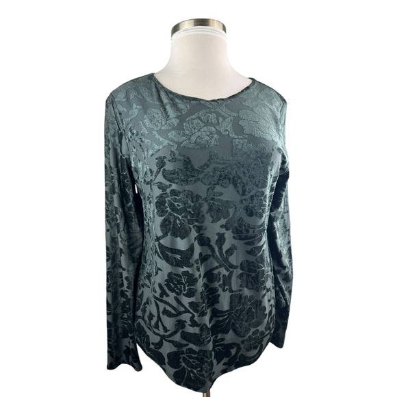 Sundance Bella Grace Floral Velvet Burnout Top Black Long Sleeve Women's Size XL - Picture 12 of 16